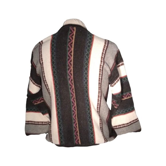 80's Vintage Concrete Mix Striped Sweater M/L Ramie/Cotton Knit Crewneck - Picture 3 of 6